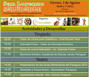 Horarios de las actividades de "San Lorenzo Saludable". Totalmente libre y gratuita