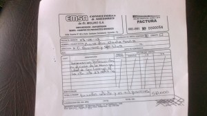 Fotocopia de la factura emitida por EMSA a uno de los contribuyentes de San Lorenzo