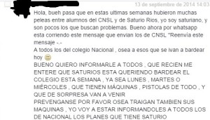 Captura donde se detalla una parte  del mensaje enviado por el  estudiante.