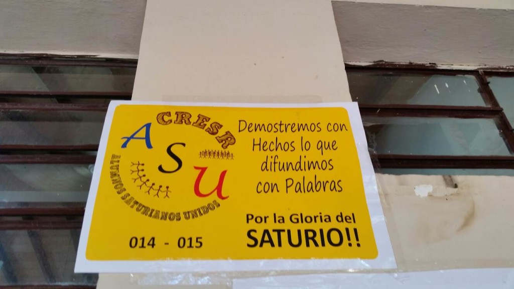 Afiche del movimiento "Alumnos Saturianos Unidos". (Imagen gentileza Milagros Morel)