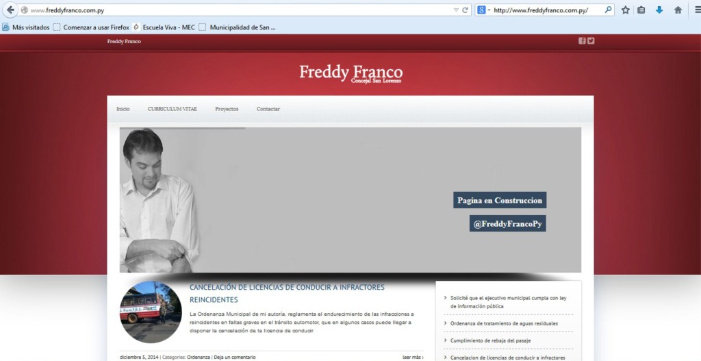 El dominio es www.freddyfranco.com.py