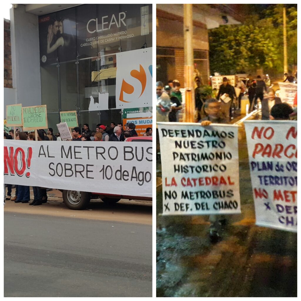 Frentistas y vecinos de la avda. Defensores del Chaco y la calle 10 de Agosto no quieren que sus calles sean utilizadas como vía excusiva para el Metrobus y reclaman mas informacion