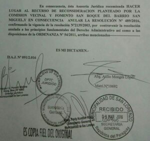 Parte resolutiva del dictamen citado donde le recomiendan a Ferrer que anule la Resolución firmada por él