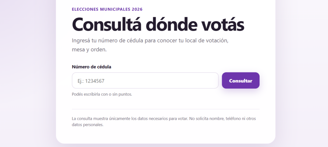 Consulta para saber dónde votar en San Lorenzo en las elecciones municipales de 2026.
